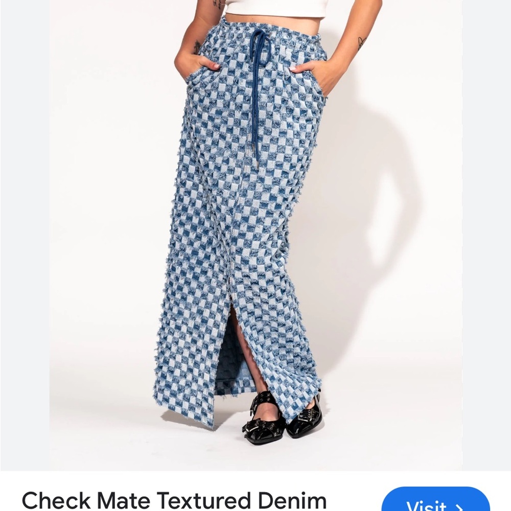 Dressed in LALA Blue Checkered Women's Skirt size medium